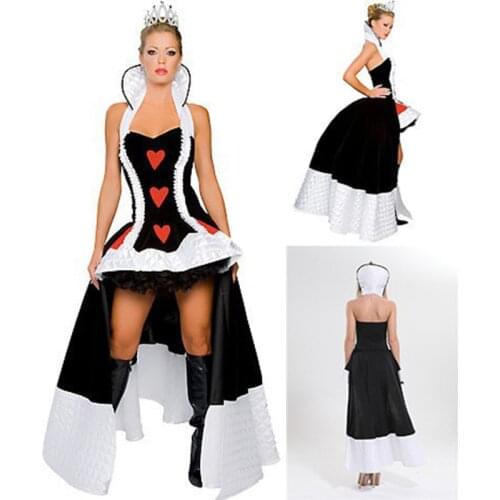 Women Party Dresses Halloween Dresses Ladies Queen of Hearts Fancy Dress Costume Alice in Wonderland Fancy Cosplay Costumes