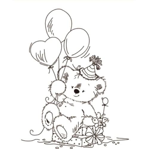 10x8 Bear cub holding a balloon New Transparent Clear Rubber Stamp Sheet Cling Scrapbooking Photo Album PaperCard DIY Craft