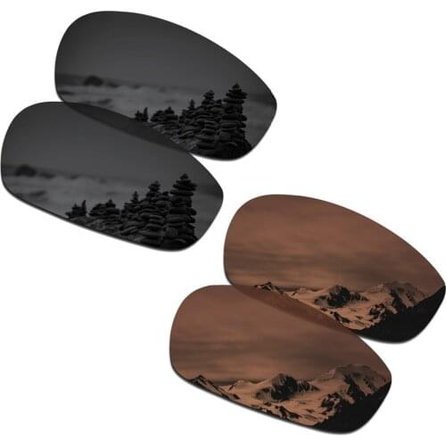 SmartVLT 2 Pairs Polarized Sunglasses Replacement Lenses for Oakley Split Jacket Stealth Black and Amber Brown