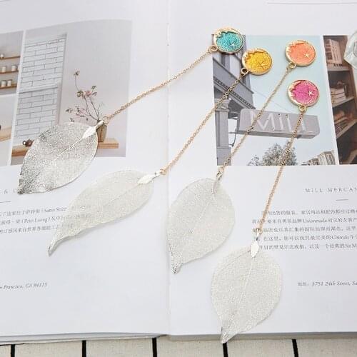 20pcs Cute Bookmark Metal Leaves Bookmark for Books Accessories Kawaii Korean Stationery Supplies Teacher Gifts Appreciation