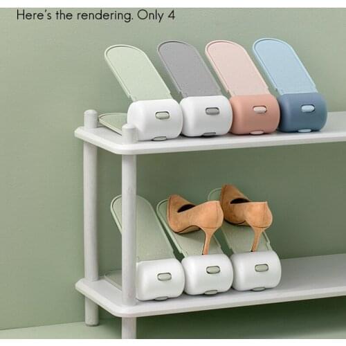 4Pcs Household Adjustable Shoe Rack Double Layer Shoe Rack Dormitory Antiskid Durable Shoe Rack