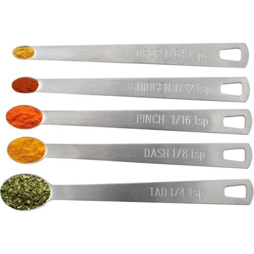 5pcs Small Measuring Spoons Stainless Steel Seasoning Dry and Liquid Ingredients Kitchen Mearure Tools