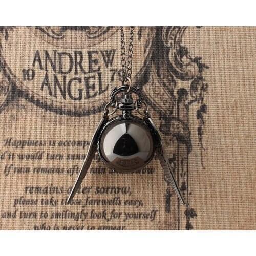 50pcs/lot Vintage Black Wing Ball Pocket Watch Pocket Watches Sweater Chain Gift Watches Wholesale