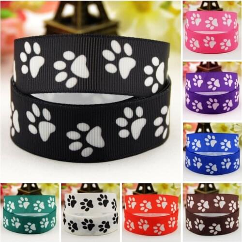 22mm 25mm 38mm 75mm Ruban satin Dog paw Cartoon Character printed Grosgrain Ribbon Hair Accessories party decoration 10 Yards