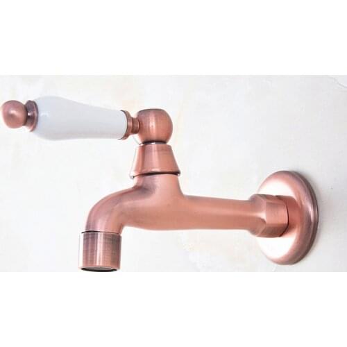 Antique Red Copper Brass Single Ceramic Handle Bathroom Mop Pool Faucet /Garden Water Tap / Laundry Sink Water Taps mav325