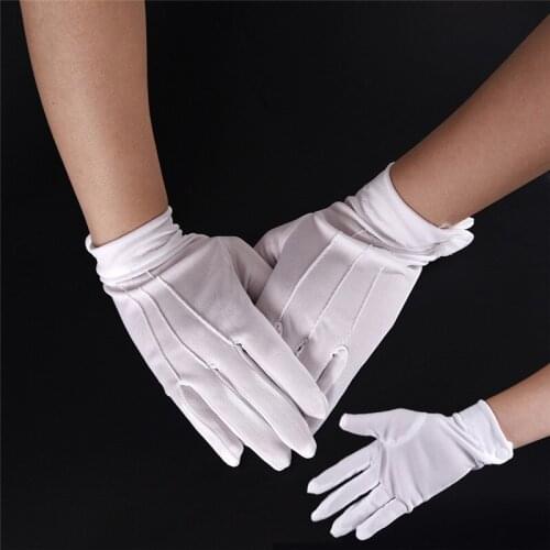 White Cotton Gloves Formal Work Uniform Catering Uniforms Magician Parades Inspection Five-fingers Women Mens Work Gloves