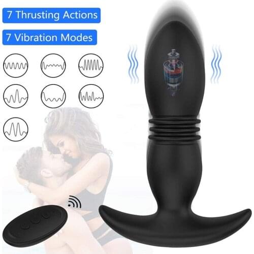 Wireless Anal Telescopic Vibrator Butt Plug Prostate Massage Thrusting Dildo Telescopic Dildo Massager