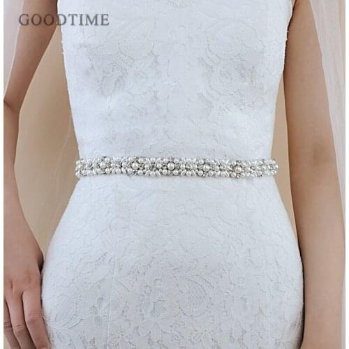 Noble Wedding Belt Bridal Satin Belts For Dresses With Rhinestones And Pearls Wedding Belt Thin Crystal Belt For Girl Dress Up