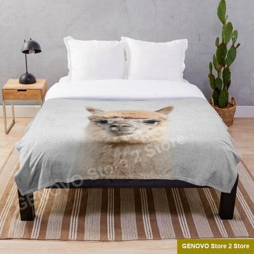 Alpaca Colorful Throw Blanket Soft Sleeping Sherpa Backing Kids Girls Boys for Christmas Gift on Bed Sofa Cartoon Blanket