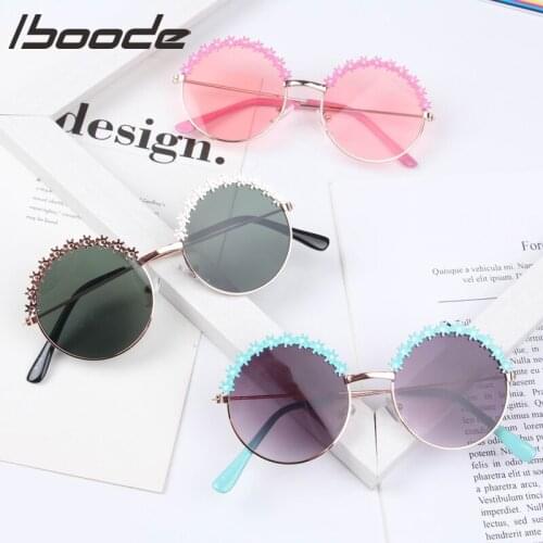 Iboode Kids Sunglasses Polarized metal Frame Sun Glasses Girls Boys flower Childrens Mirror Baby Eyeglasses UV400 Summer Beach