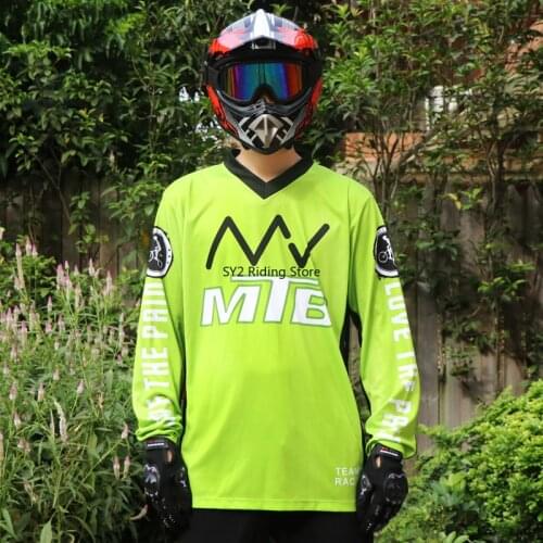 MTB Hot Sale Endurance Racing Shirt Downhill jersey Men Long Sleeve Motorcycle Jersey Woman Bike Mountain Shirt Yellowish-green