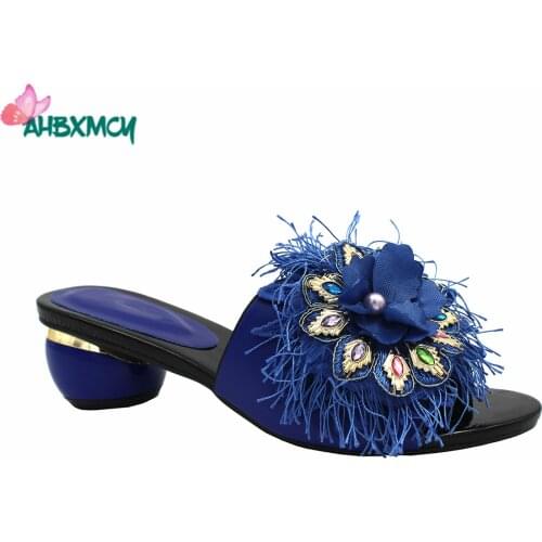 Classics Style Italian Ladies Shoes in Royal Blue Color 2021 New Design Slingbacks African Women Shoes for Party