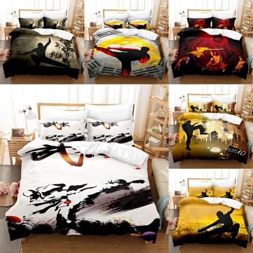 Custom Chinese kung fu Duvet Cover Set Design With 2/3 Piece Fashion Bedding Set Deor Home Luxury Bedclothes 3D Bedding