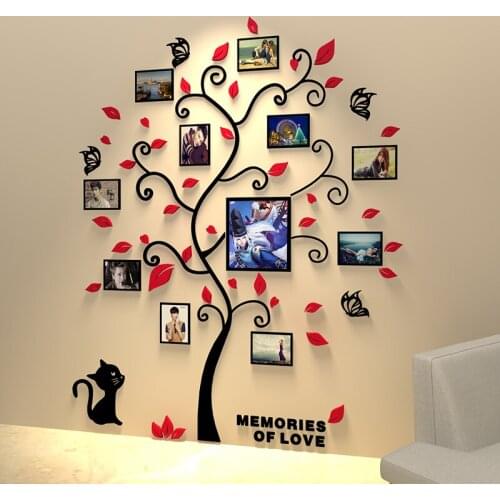 Creative Cat photo frame tree DIY Childrens room bedroom home living room TV background wall decoration 3D acrylic wall sticker