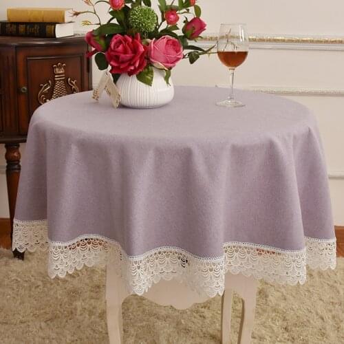 Round Tablecloth on the Table Advanced Thick Small purple plain Lace Household Simple Hotel Tea Table Cloth high quliaty mantel