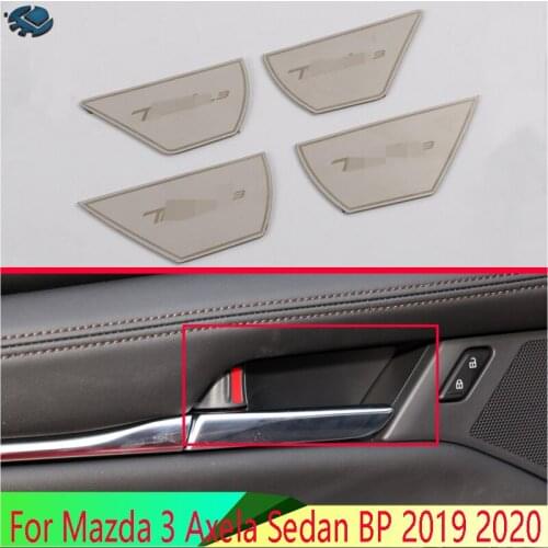 For Mazda 3 Axela Sedan BP 2019 2020 Stainless Steel Inner Door Handle Cover Catch Bowl Trim Insert Bezel Frame Garnish
