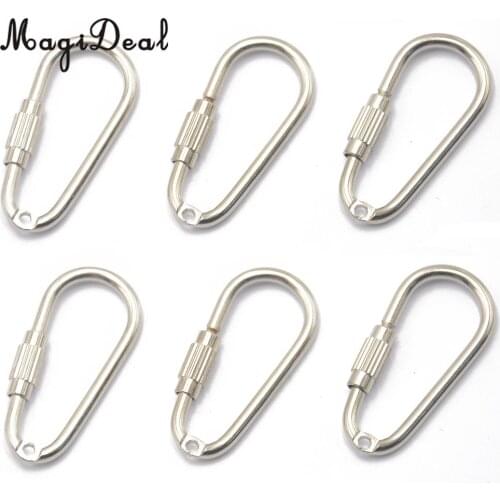 MagiDeal 6 Pcs Steel Screw Locking Carabiner Key Ring Clasp for Climbing Caving Fishing Hiking Traveling Hanging Cords Ropes