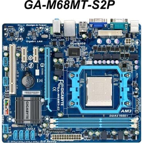Original For Gigabyte GA-M68MT-S2 Motherboard DDR3 Socket AM3 M68MT-S2 Desktop Mainboard M68MT-S2P Micro ATX VGA