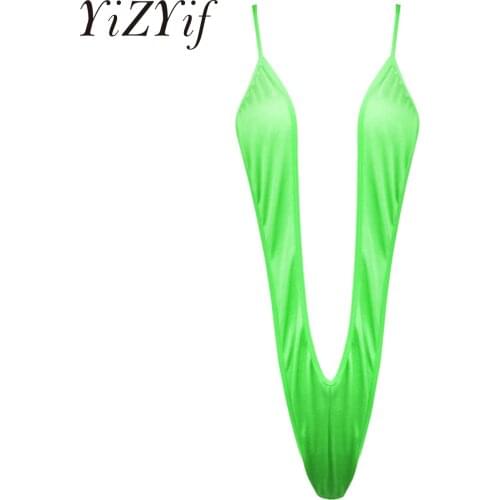 YiZYiF Fashion Sexy women Fluoro Sexy Stretch Open Thong Borat Seamless Swimwear Swimsuit women Thongs Borat Beachwear Costume
