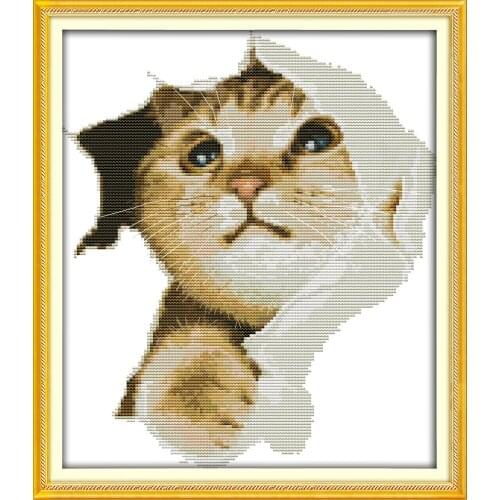 The cute cat cross stitch kit 18ct 14ct 11ct count printed canvas stitching embroidery DIY handmade needlework