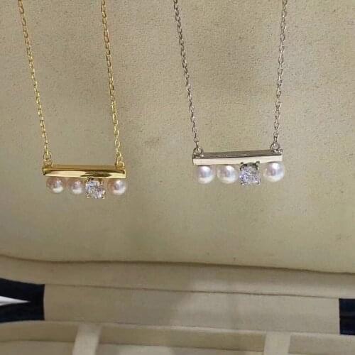 New Charm S925 Sterling Silver Necklace Findings Jewelry Base Settings Mountings Parts for Akoya Edison Pearls, Coral, Jade