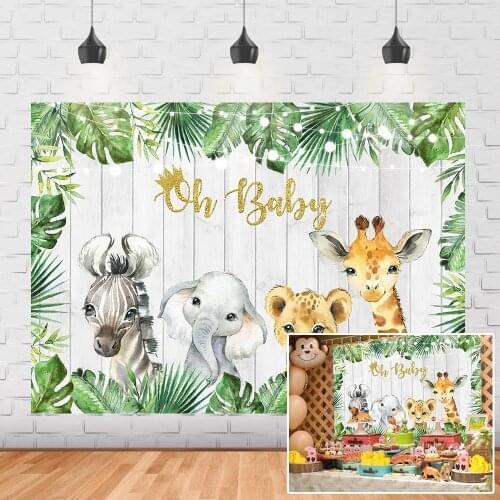 Safari jungle baby shower background newborn forest wildlife party birthday theme photography background decoration