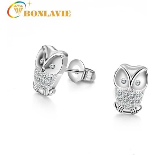 BONLAVIE Owl Ear Nails Silver Color Earrings for Women on The Party Personal Accessories Female Jewelry Gift