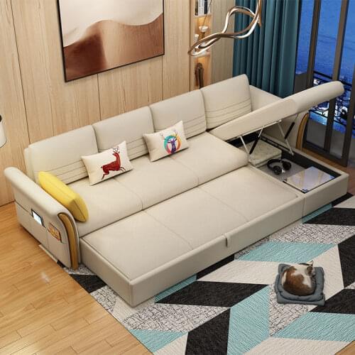 Chinafurniture foldable double living room dual-use multifunctional simple modern fabric sofa bed