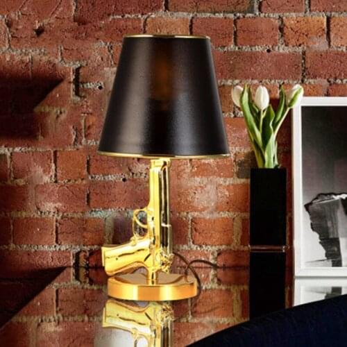 Nordic Modern AK47 Gun Table Lamps Silvery Gold Lustre Bedroom Lamp LED Floor Lamps Kids Children Room Fixtures Home Loft Decor