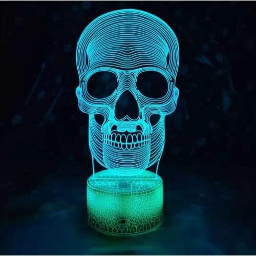 Skull Head LED RGB Night Light 7 Color Change Desk Light 2812 Action Figure PVC Kids Toys Brinquedos Christmas Gift