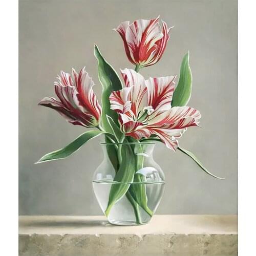 Tulips in Crystal Bottle Flower Vase Diamond Painting Round Full Drill Floral Nouveaute DIY Mosaic Embroidery 5D Cross Stitch