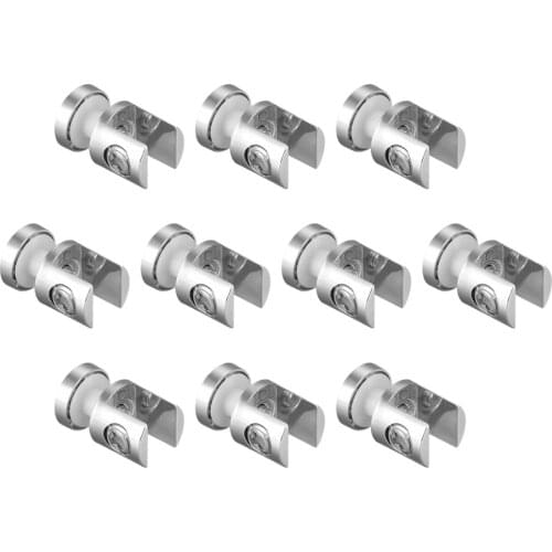 Uxcell 10pc Style3 Adjustable Single Sided Glass Shelf Bracket for 8-12mm Shelves Support 5.7x14mm Thread Glass Clamp Zinc Alloy
