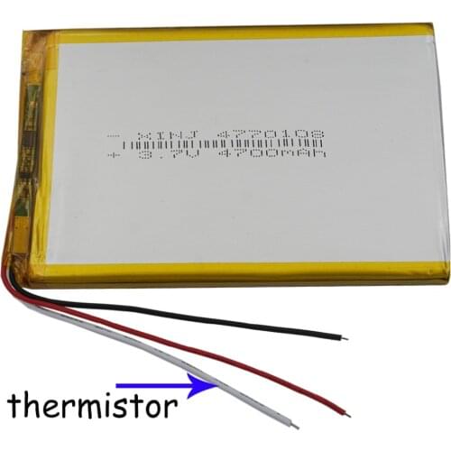 XINJ 3.7V 4700mAh 3wires for thermistor Li Polymer Rechargeable li-po Battery 4770108 For E-book ipod PDA MID Portable Tablet PC