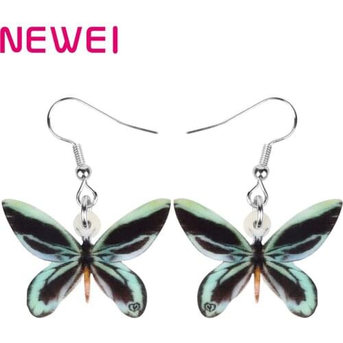 Newei Acrylic Queen Alexandras Birdwing Butterfly Earrings Long Insect Animal Dangle Drop Jewelry For Women Girls Vintage Gift