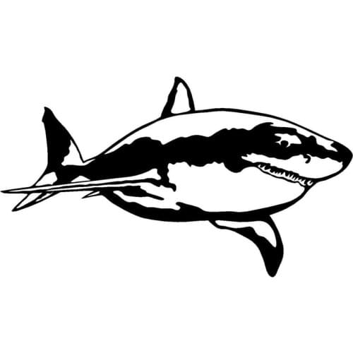 17*10.2CM Great White Shark Vinyl Decal Car Body Decoration Classic Funny Stickers Black/Silver C6-1159