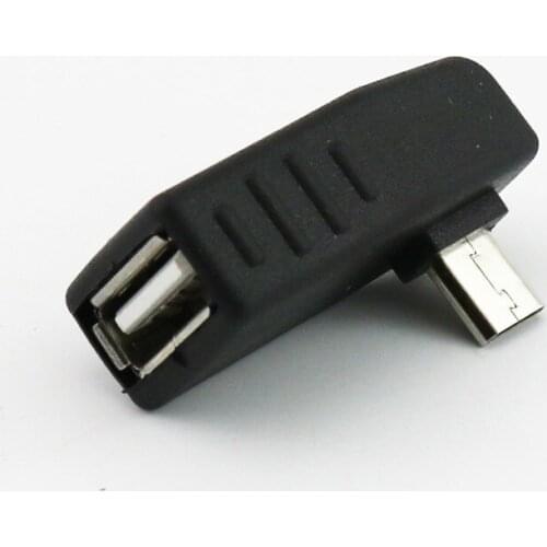 1x USB 2.0 A Female to Micro USB 5 Pin B Male Plug OTG Host Adapter Connector Left/Right/UP/Down Angle Black