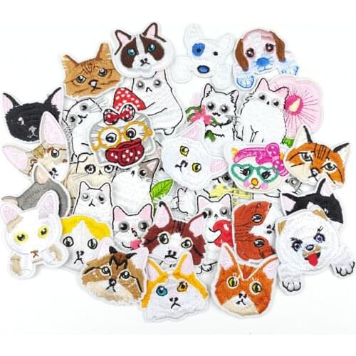 32Pcs Mixed Cloth Animal Patches Iron on Badges Hippie Embroidered Stickers Stripes Jacket Jeans T-Shirt DIY Applique Wholesale