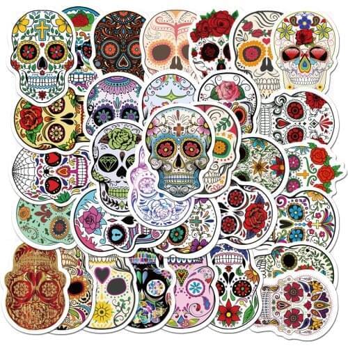 50PCS Horror Graffiti Cool Skull Stickers Waterproof PVC For Car Helmet Motorcycle Bike Laptop Guitar Classic Toy Sticker