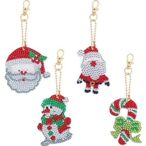 5D DIY Full Drill Special-Shape Diamond Painting Keychain Santa Claus Bag Pendant Keychains Jewelry Key Ring Christmas Gifts