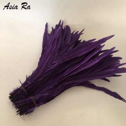 Free shipping 500pcs purple colour Dyed Rooster Tails Feather 20-25cm 8-10inch long chicken feathers for DIY Crafts decorations