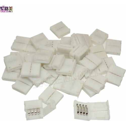 Free shipping Mini 4pin 10mm RGB Connector white for 5050 RGB LED Strip Lighting 4pins NO Solderless Any angle easy connect