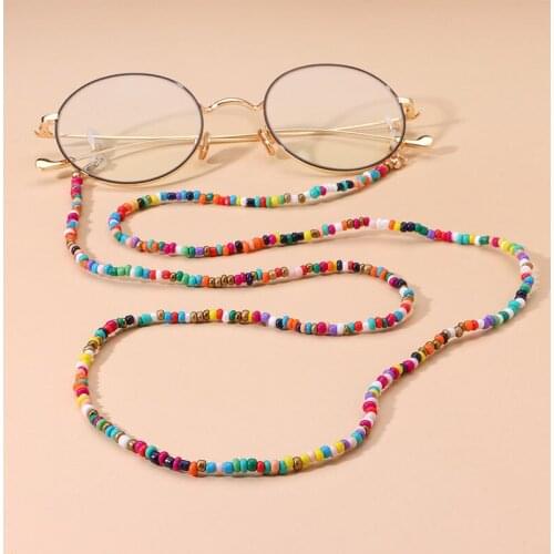 Colorful Bead Glasses Chain Women Face Mask Lanyard Anti Slip Neck Chain For Eyeglass Multifunctional Sunglasses Chain Holder