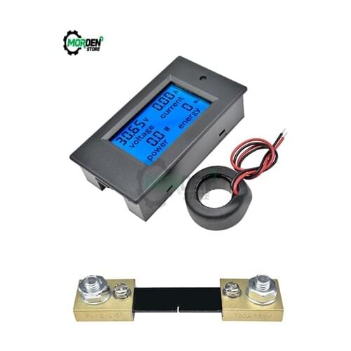 AC 80-260V 0-100A Digital Voltmeter Ammeter Power Energy Tester 110V 220V Current Voltage Meter Power Wattmeter with Shunt