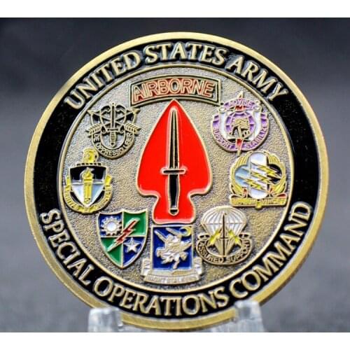 Hot sale US Army Special Operations Command Sine Pari Challenge Coin souvenir art and collectibles