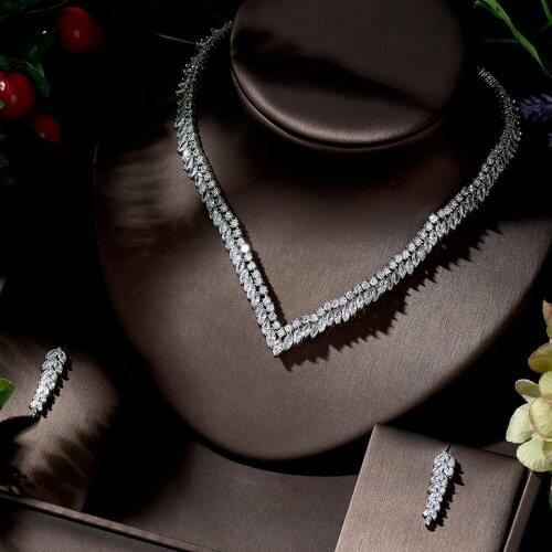 HIBRIDE Luxury 2PCS Jewelry Set for Women Wedding Full Cubic Zircon Crystal CZ Dubai Bridal Jewelry Sets 2020 DRESS Party N-1381
