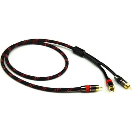 HIFI Single RCA to Dual RCA Subwoofer Audio Cable Pure Copper One Sub-2 Splitter Y RCA Cable Amplifier