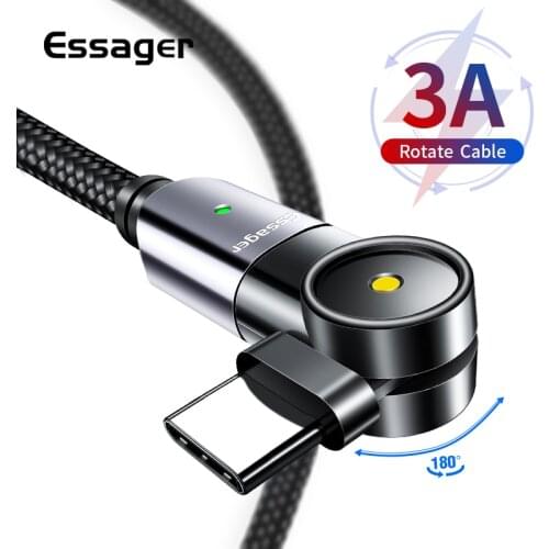Essager Rotate USB Type C Cable For Samsung Xiaomi mi Fast Charging USB-C USBC Wire Cord Charger Type-C TypeC Mobile Phone Cable