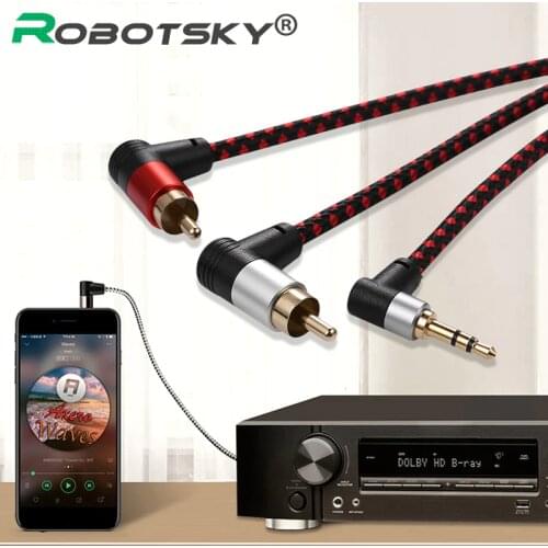 RCA Cable 2 RCA to 3.5mm Jack Male Splitter Audio Adapter Splitter Audio Cable for Speaker Amplifiers Subwoofer TV Box Home