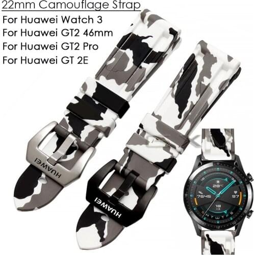Camouflage Silicone Strap for Huawei Watch GT2 Pro 46mm Band Huawei Watch 3 / 3 Pro Sweatproof Outdoor Watchband Bracelet