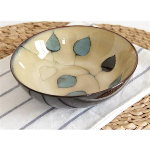 EECAMAIL Foreign Trade Export American Kiln Glazed Ceramic Tableware Japanese-style Small Leaf Ramen Bowl Rice Bowl Household